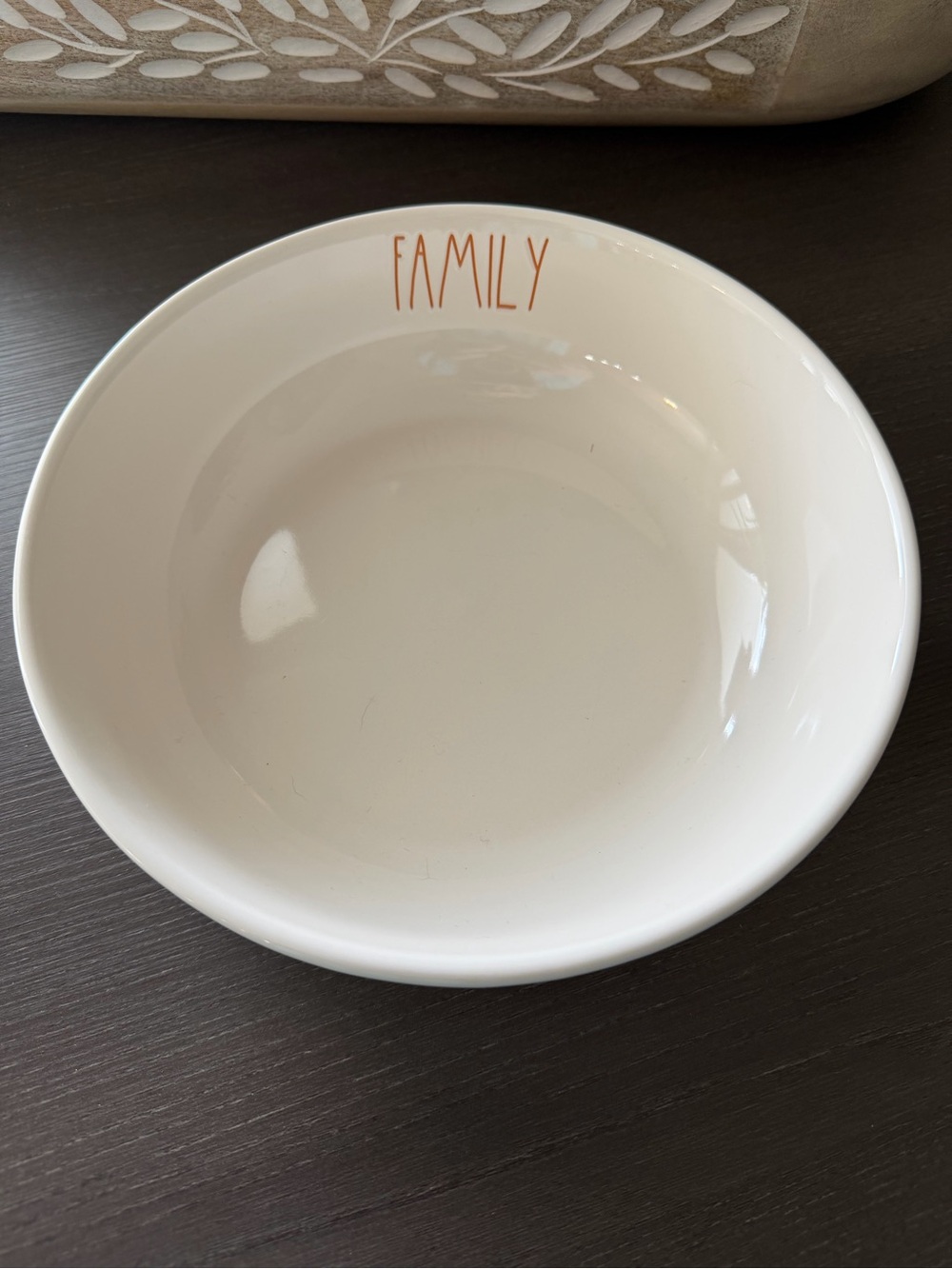 Rae Dunn FAMILY Ceramic Pasta Serving Bowl Orange Letters 9 Inch